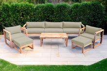 7 pc Venice Teak Deep Seating Deluxe Sofa with Coffee Table. Sunbrella Cushion.