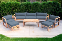 7 pc Venice Teak Deep Seating Deluxe Sofa with Coffee Table. Sunbrella Cushion.