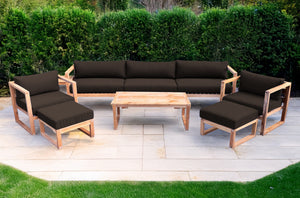 7 pc Venice Teak Deep Seating Deluxe Sofa with Coffee Table. Sunbrella Cushion.