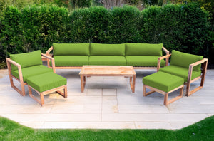 7 pc Venice Teak Deep Seating Deluxe Sofa with Coffee Table. Sunbrella Cushion.
