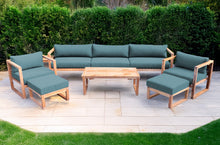 7 pc Venice Teak Deep Seating Deluxe Sofa with Coffee Table. Sunbrella Cushion.