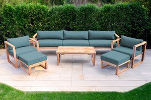 7 pc Venice Teak Deep Seating Deluxe Sofa with Coffee Table. Sunbrella Cushion.