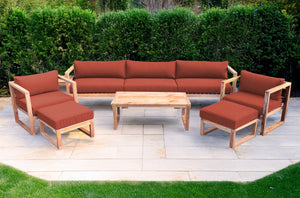7 pc Venice Teak Deep Seating Deluxe Sofa with Coffee Table. Sunbrella Cushion.