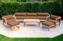 7 pc Venice Teak Deep Seating Deluxe Sofa with Coffee Table. Sunbrella Cushion.