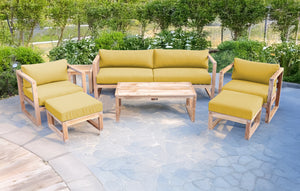 7 pc Venice Teak Deep Seating Set with Coffee Table. Sunbrella Cushion.
