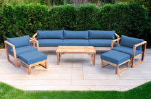 7 pc Venice Teak Deep Seating Deluxe Sofa with Coffee Table. Sunbrella Cushion.