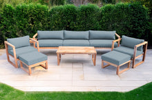 7 pc Venice Teak Deep Seating Deluxe Sofa with Coffee Table. Sunbrella Cushion.