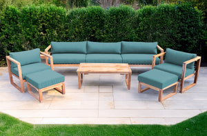 7 pc Venice Teak Deep Seating Deluxe Sofa with Coffee Table. Sunbrella Cushion.