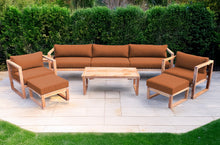 7 pc Venice Teak Deep Seating Deluxe Sofa with Coffee Table. Sunbrella Cushion.