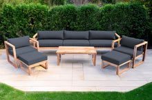 7 pc Venice Teak Deep Seating Deluxe Sofa with Coffee Table. Sunbrella Cushion.