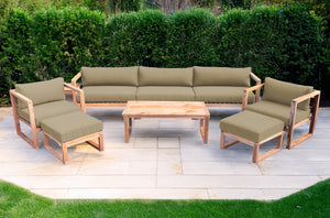 7 pc Venice Teak Deep Seating Deluxe Sofa with Coffee Table. Sunbrella Cushion.