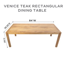 9 pc Venice Teak Dining Set with 84" Rectangular Dining Table - 2x Arm + 6x Armless