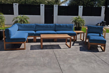 8 pc Venice Teak Outdoor Sectional Set with Coffee Table. Sunbrella Cushions