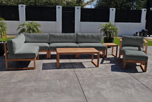 8 pc Venice Teak Outdoor Sectional Set with Coffee Table. Sunbrella Cushions