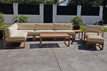 8 pc Venice Teak Outdoor Sectional Set with Coffee Table. Sunbrella Cushions
