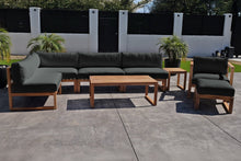 8 pc Venice Teak Outdoor Sectional Set with Coffee Table. Sunbrella Cushions