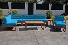 8 pc Venice Teak Outdoor Sectional Set with Coffee Table. Sunbrella Cushions