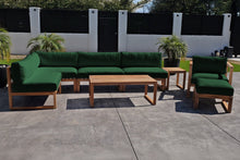 8 pc Venice Teak Outdoor Sectional Set with Coffee Table. Sunbrella Cushions