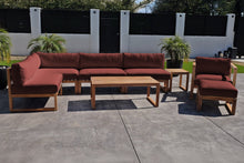 8 pc Venice Teak Outdoor Sectional Set with Coffee Table. Sunbrella Cushions