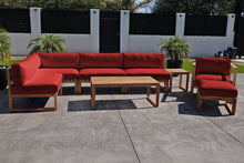 8 pc Venice Teak Outdoor Sectional Set with Coffee Table. Sunbrella Cushions
