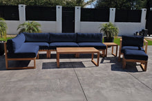 8 pc Venice Teak Outdoor Sectional Set with Coffee Table. Sunbrella Cushions