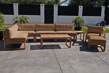 8 pc Venice Teak Outdoor Sectional Set with Coffee Table. Sunbrella Cushions