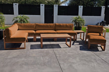 8 pc Venice Teak Outdoor Sectional Set with Coffee Table. Sunbrella Cushions
