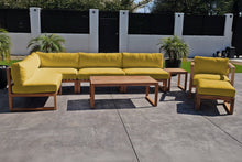 8 pc Venice Teak Outdoor Sectional Set with Coffee Table. Sunbrella Cushions