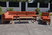 8 pc Venice Teak Outdoor Sectional Set with Coffee Table. Sunbrella Cushions