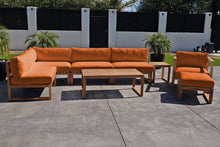 8 pc Venice Teak Outdoor Sectional Set with Coffee Table. Sunbrella Cushions