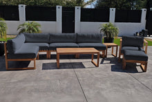 8 pc Venice Teak Outdoor Sectional Set with Coffee Table. Sunbrella Cushions