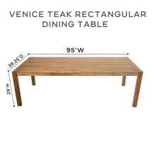 9 pc Venice Teak Armless Dining Set with 95" Rectangular Dining Table