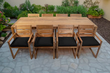 9 pc Venice Teak Arm Dining Set with 108" Rectangular Dining Table