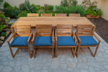 9 pc Venice Teak Arm Dining Set with 108" Rectangular Dining Table