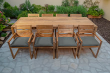 9 pc Venice Teak Arm Dining Set with 108" Rectangular Dining Table