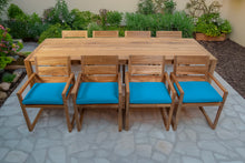 9 pc Venice Teak Arm Dining Set with 108" Rectangular Dining Table