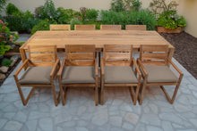 9 pc Venice Teak Arm Dining Set with 108" Rectangular Dining Table