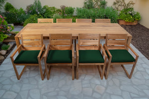 9 pc Venice Teak Arm Dining Set with 108" Rectangular Dining Table