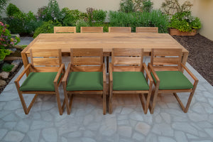 9 pc Venice Teak Arm Dining Set with 108" Rectangular Dining Table