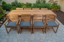 9 pc Venice Teak Arm Dining Set with 108" Rectangular Dining Table