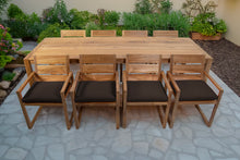 9 pc Venice Teak Arm Dining Set with 108" Rectangular Dining Table