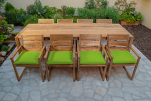 9 pc Venice Teak Arm Dining Set with 108" Rectangular Dining Table