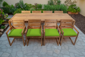 9 pc Venice Teak Arm Dining Set with 108" Rectangular Dining Table