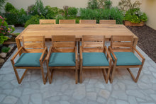 9 pc Venice Teak Arm Dining Set with 108" Rectangular Dining Table