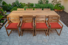 9 pc Venice Teak Arm Dining Set with 108" Rectangular Dining Table