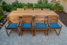 9 pc Venice Teak Arm Dining Set with 108" Rectangular Dining Table