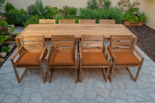 9 pc Venice Teak Arm Dining Set with 108" Rectangular Dining Table