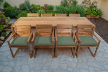9 pc Venice Teak Arm Dining Set with 108" Rectangular Dining Table