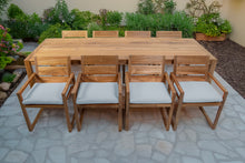 9 pc Venice Teak Arm Dining Set with 108" Rectangular Dining Table