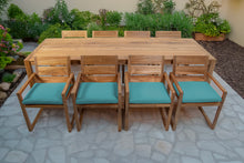 9 pc Venice Teak Arm Dining Set with 108" Rectangular Dining Table